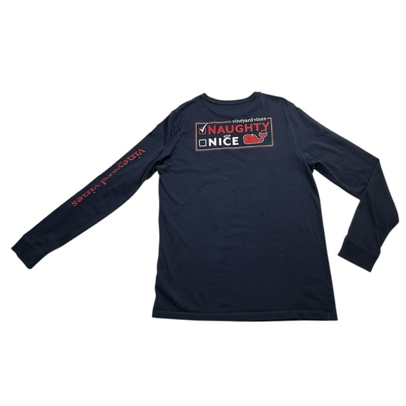 Vineyard‎ Vines Naughty or Nice Christmas Whale Long Sleeve Pocket Tee - Size XL - Picture 4 of 8